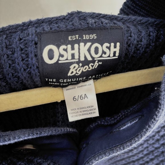 2/$16 Navy OshKosh Hooded Chunky Knit Sweater - Boys 6 - Picture 3 of 5